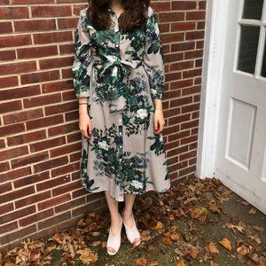 Floral Striped Shirt Dress